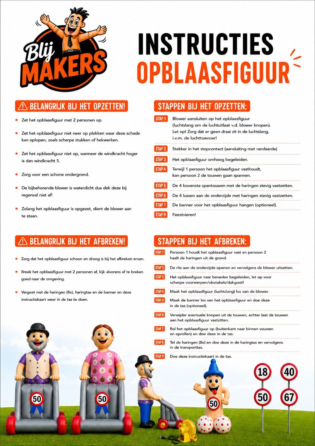 Opzet-instructies van BlijMakers Verhuur