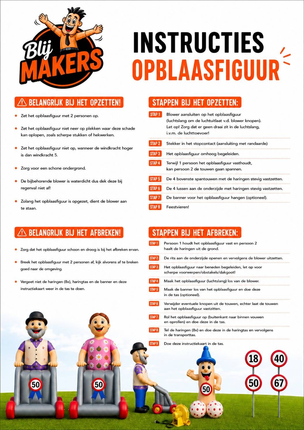 Opzet-instructies van BlijMakers Verhuur